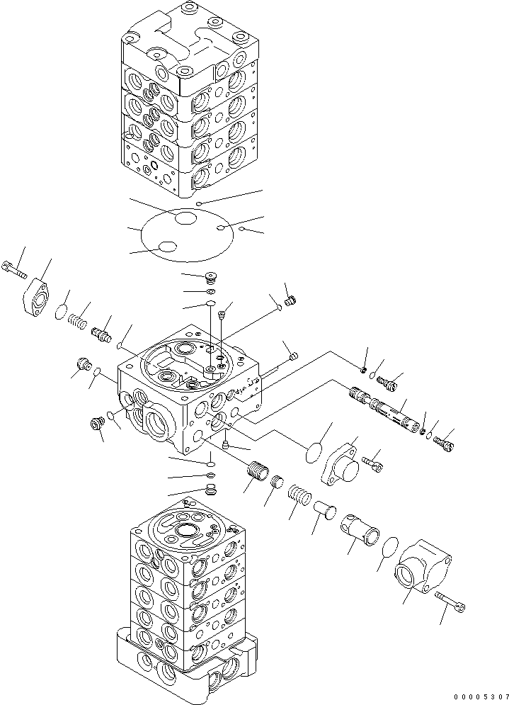 Komatsu parts book diagram for PC78MR-6 S/N 1001-UP (For North America): MAIN VALVE (9-VALVE) (8/25) (FOR BLADE) (WITH SERVICE VALVE)