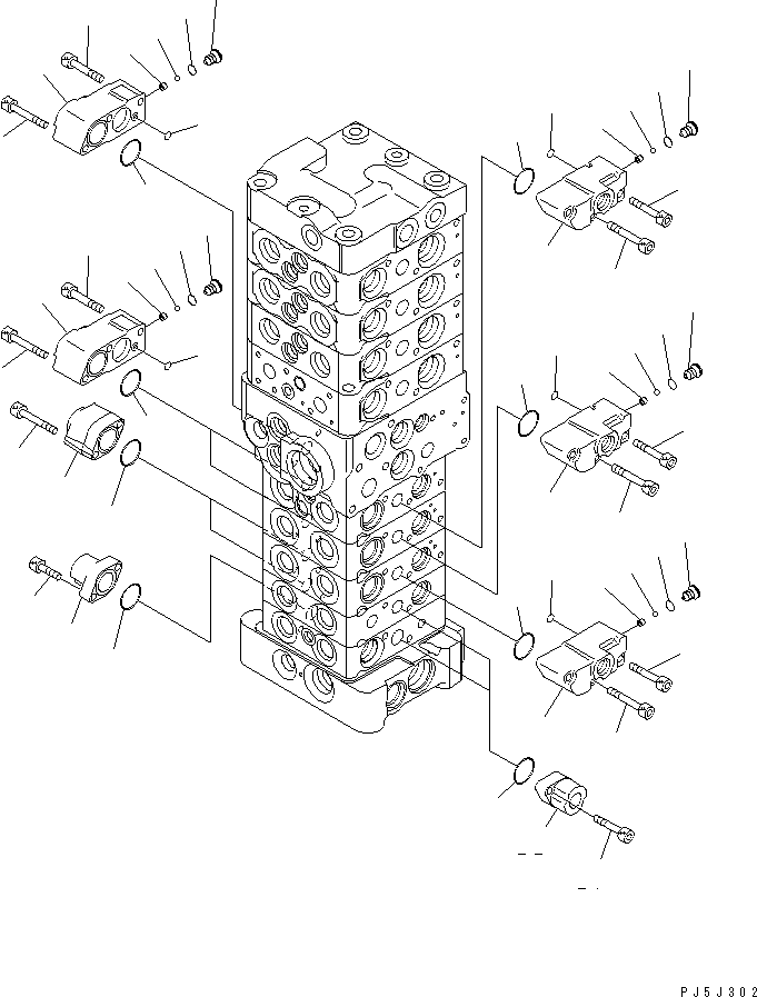 Komatsu parts book diagram for PC78MR-6 S/N 1001-UP (For North America): MAIN VALVE (9-VALVE) (11/25) (FOR BLADE)