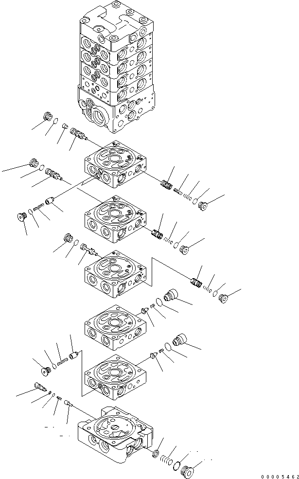 Komatsu parts book diagram for PC78MR-6 S/N 1001-UP (For North America): MAIN VALVE (9-VALVE) (12/25) (FOR BLADE) (WITH SERVICE VALVE)