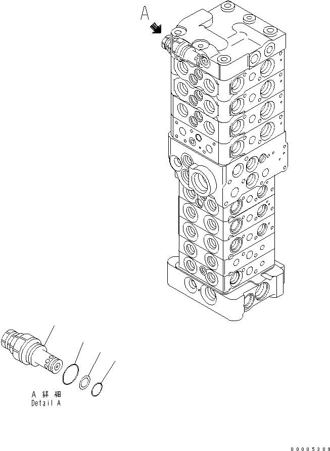 Komatsu parts book diagram for PC78MR-6 S/N 1001-UP (For North America): MAIN VALVE (9-VALVE) (14/25) (FOR BLADE) (WITH SERVICE VALVE)