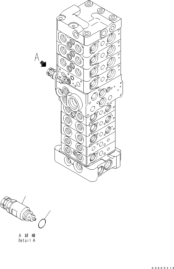 Komatsu parts book diagram for PC78MR-6 S/N 1001-UP (For North America): MAIN VALVE (9-VALVE) (15/25) (FOR BLADE)