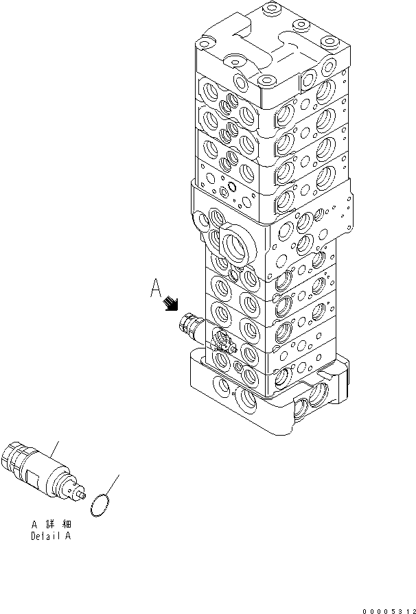 Komatsu parts book diagram for PC78MR-6 S/N 1001-UP (For North America): MAIN VALVE (9-VALVE) (17/25) (FOR BLADE) (WITH SERVICE VALVE)