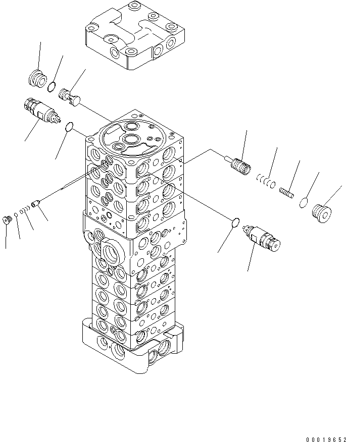 Komatsu parts book diagram for PC78MR-6 S/N 1001-UP (For North America): MAIN VALVE (9-VALVE) (25/25) (FOR BLADE) (WITH SERVICE VALVE)