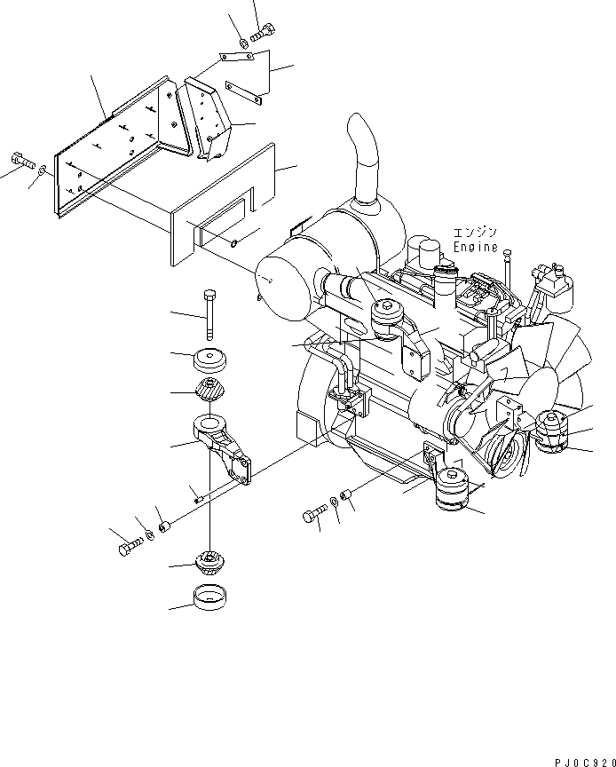 Excavators Komatsu / PC78US-6 S/N 4001-UP (For North America)(pc78us-c) / ENGINE MOUNT(#4001-6500)(030030 : B0100-01A0)