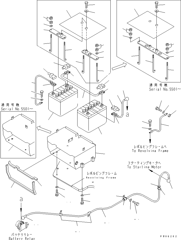 Excavators Komatsu / PC78US-6 S/N 4001-UP (For North America)(pc78us-c) / BATTERY AND MOUNTING(#4001-6500)(120010 : E0100-01A0)