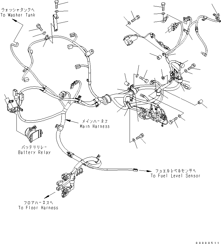 Komatsu parts book diagram for PC78US-6 S/N 4001-UP: ELECTRICAL (MAIN HARNESS) (2/2)(#5501-6500)