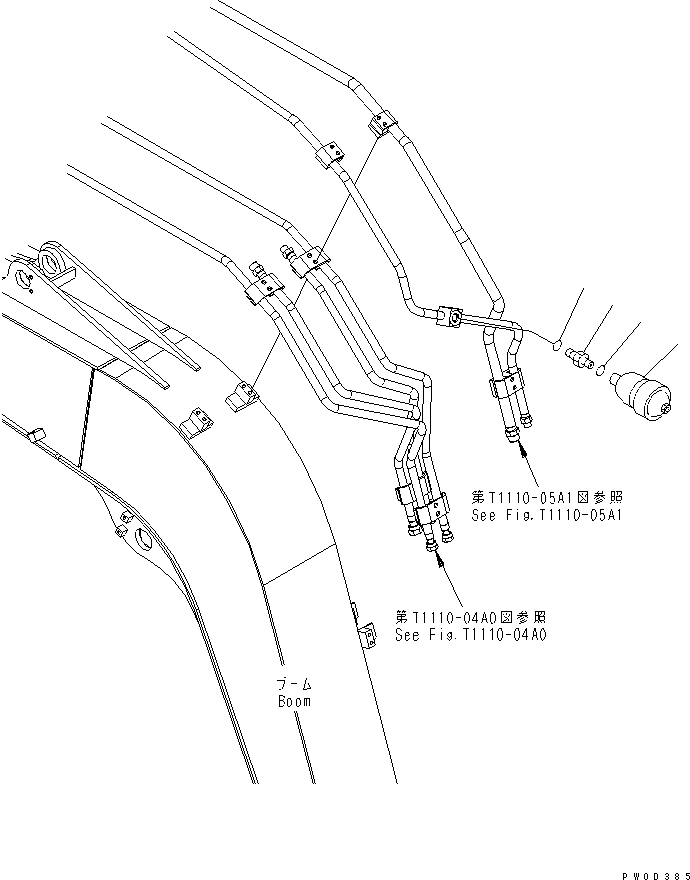 Komatsu parts book diagram for PC78US-6 S/N 4001-UP: ATTACHMENT LINE (ACCUMULATOR) (YELLOW)(#4001-4395)