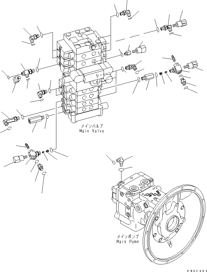 Komatsu parts book diagram for PC78US-6 S/N 4001-UP: P.P.C MAIN LINE (4/4) (BLADE)(#4001-6500)