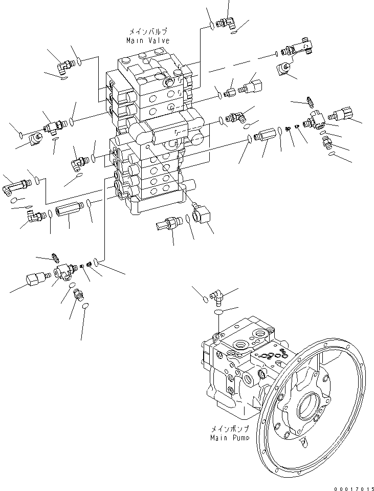 Komatsu parts book diagram for PC78US-6 S/N 4001-UP: P.P.C MAIN LINE (4/4) (ARM CRANE AND BLADE)(#6501-)