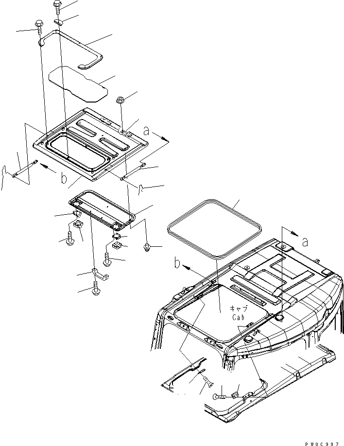 Komatsu parts book diagram for PC78US-6 S/N 4001-UP: OPERATOR'S CAB (ROOF WINDOW) (DEMOLITION SPEC.)(#4001-6500)