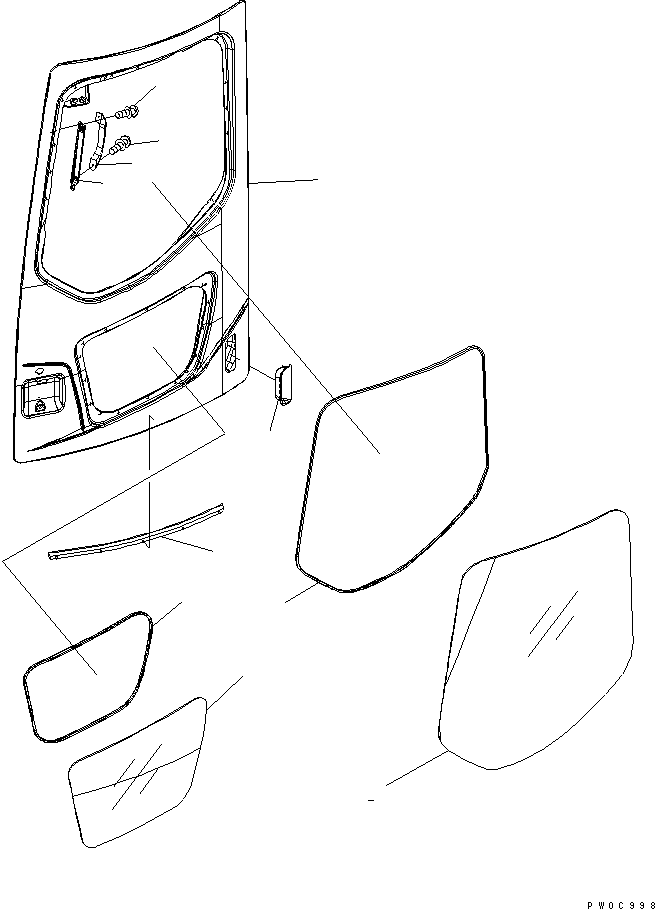 Komatsu parts book diagram for PC78US-6 S/N 4001-UP: OPERATOR'S CAB (DOOR)
