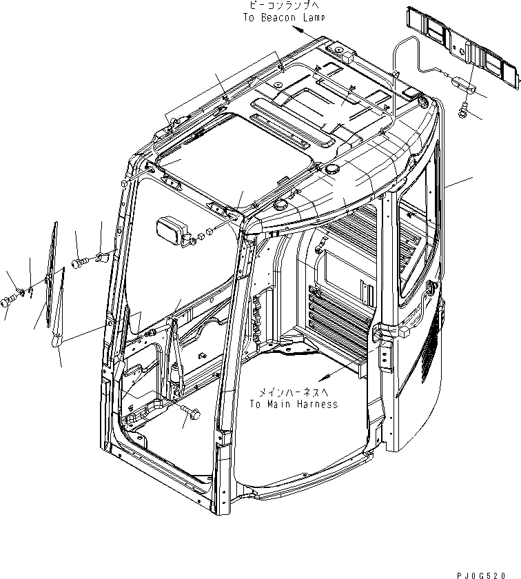 Komatsu parts book diagram for PC78US-6 S/N 4001-UP: OPERATOR'S CAB (WIPER AND ROOM LAMP)