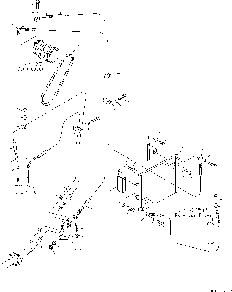 Komatsu parts book diagram for PC78US-6 S/N 4001-UP: AIR CONDITIONER (HOSE)(#4001-6500)