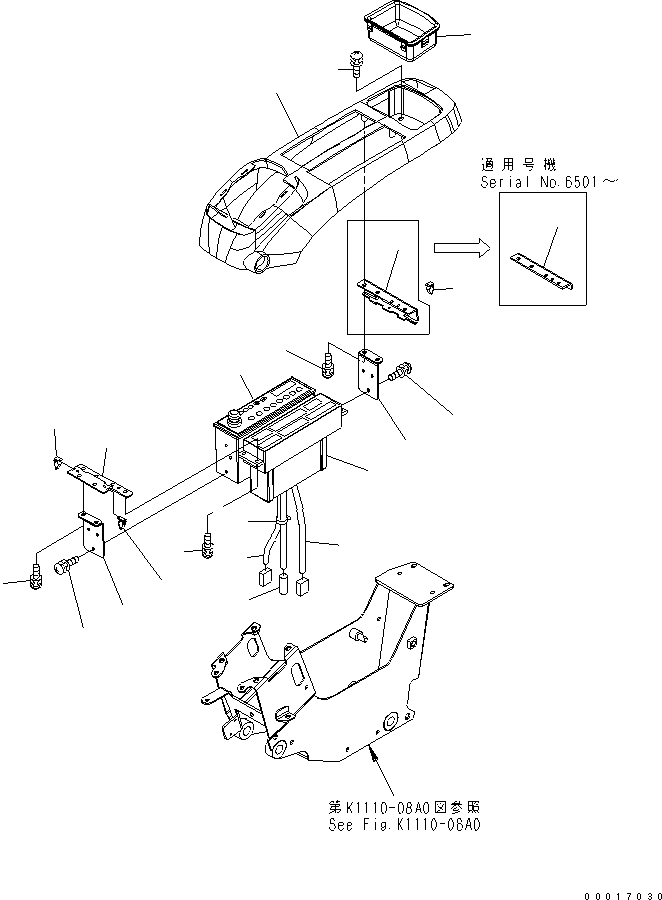 Komatsu parts book diagram for PC78US-6 S/N 4001-UP: FLOOR FRAME (CONSOLE) (UPPER) (L.H.) (FOR AUTO AIR CONDITIONER)