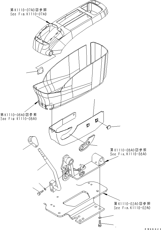 Komatsu parts book diagram for PC78US-6 S/N 4001-UP: FLOOR FRAME (CONSOLE) (UNDER) (L.H.)(#4001-6500)