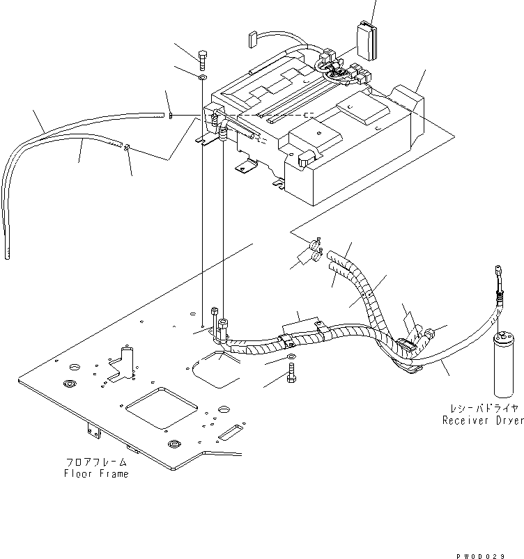 Komatsu parts book diagram for PC78US-6 S/N 4001-UP: FLOOR FRAME (AIR CONDITIONER UNIT AND HOSE) (FOR SLIDE ARM)