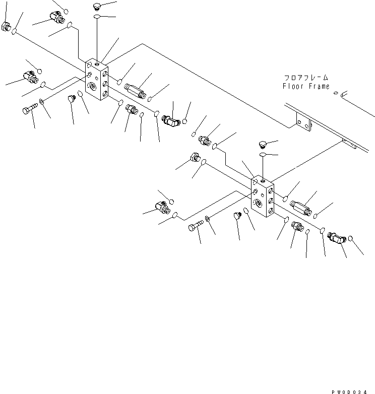 Komatsu parts book diagram for PC78US-6 S/N 4001-UP: FLOOR FRAME (P ?T BLOCK) (1 ACTUATOR)