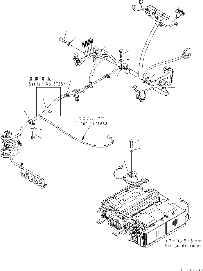 Komatsu parts book diagram for PC78US-6 S/N 4001-UP: FLOOR FRAME (HARNESS CLAMP) (FOR SLIDE ARM)