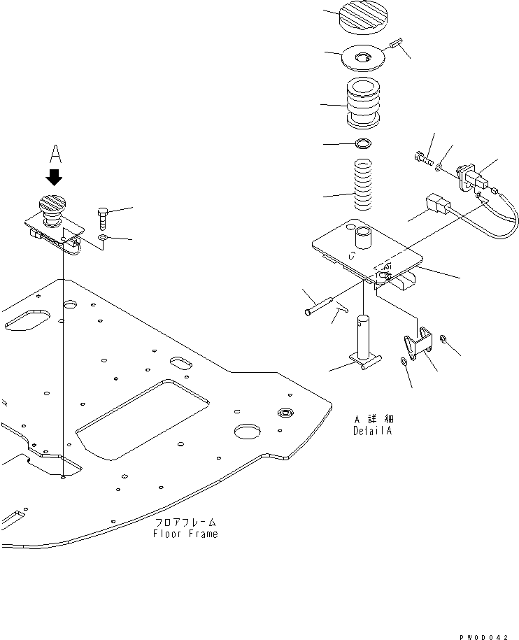 Komatsu parts book diagram for PC78US-6 S/N 4001-UP: FLOOR FRAME (TRAVEL SPEED PEDAL) (FOR SLIDE ARM)(#5501-)