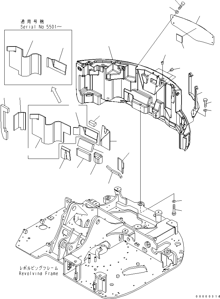 Komatsu parts book diagram for PC78US-6 S/N 4001-UP: COUNTER WEIGHT (WITHOUT BLADE)(YELLOW)(#4001-6500)