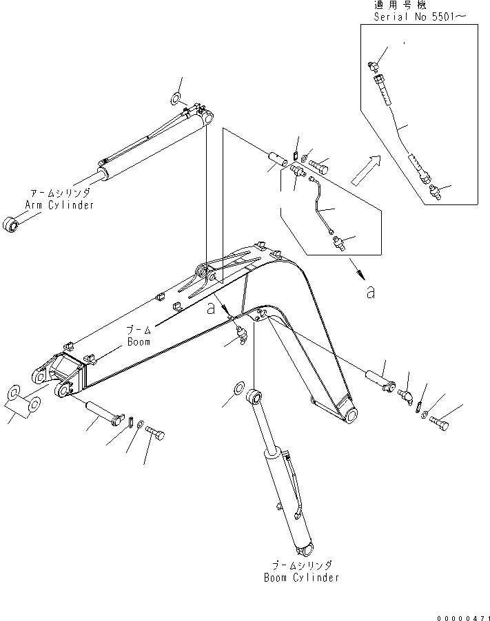 Excavators Komatsu / PC78US-6 S/N 4001-UP(pc78us0r) / BOOM (PIN) (YELLOW)(360090 : T1110-03A3)