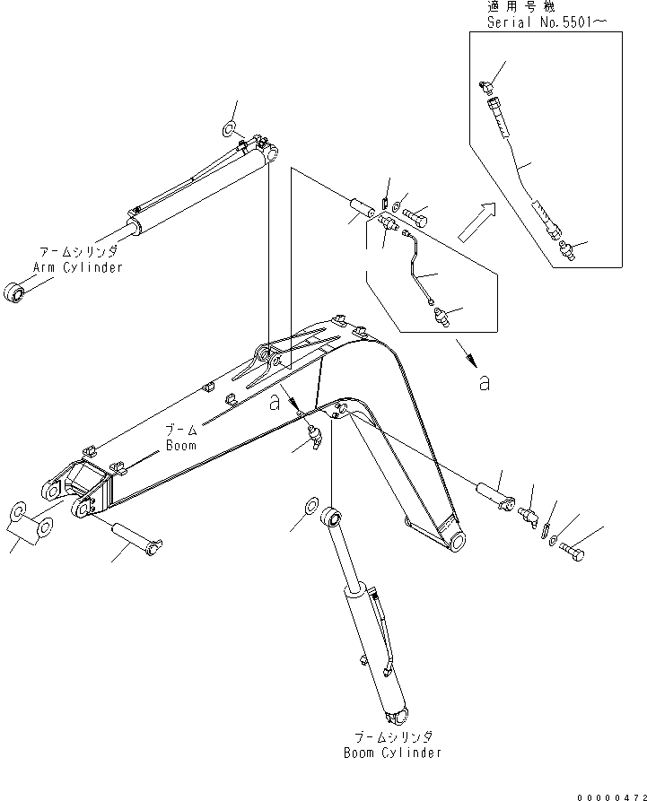Excavators Komatsu / PC78US-6 S/N 4001-UP(pc78us0r) / BOOM (PIN) (ARM CRANE) (YELLOW)(360110 : T1110-03A8)