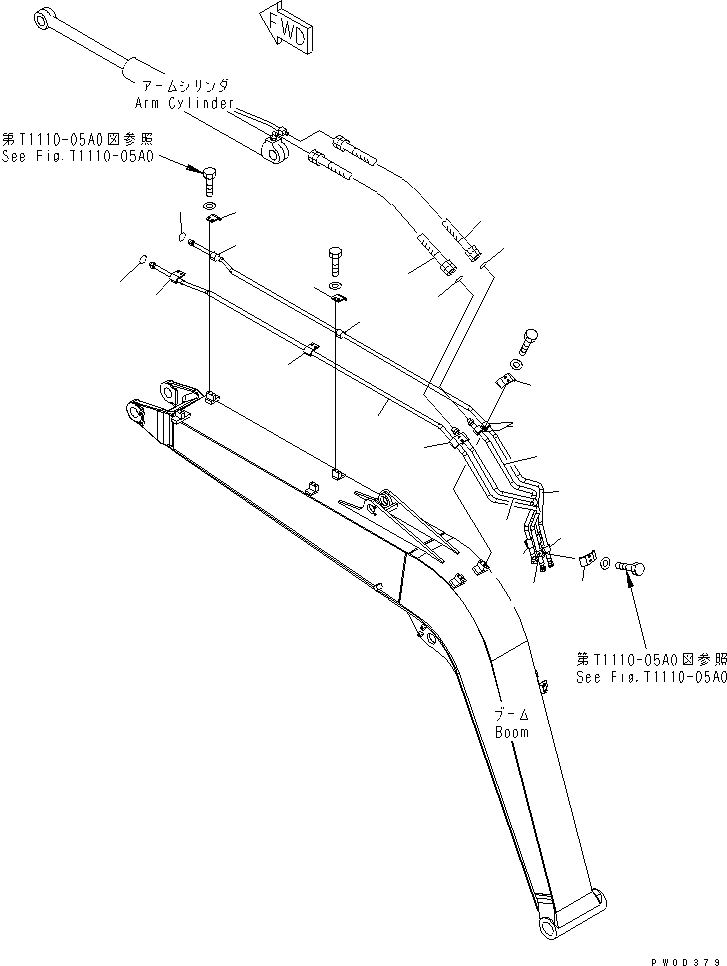 Excavators Komatsu / PC78US-6 S/N 4001-UP(pc78us0r) / BOOM (HYDRAULIC LINE) (ATTACHMENT) (BLUE)(#4001-6500)(360150 : T1110-04B2)