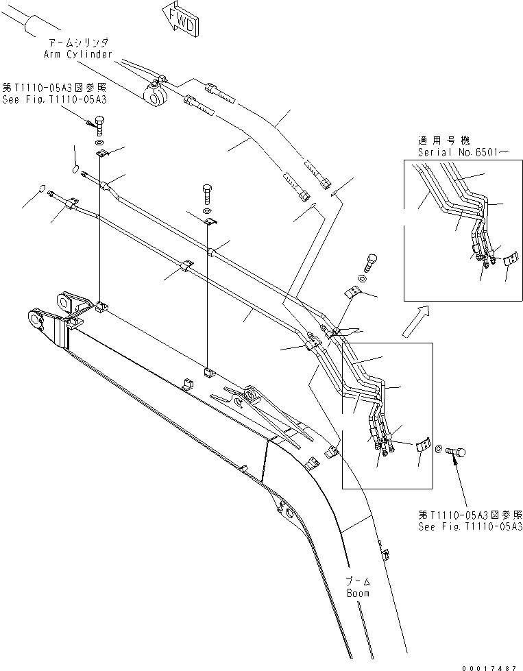 Excavators Komatsu / PC78US-6 S/N 4001-UP(pc78us0r) / BOOM (HYDRAULIC LINE) (YELLOW)(360130 : T1110-04A3)