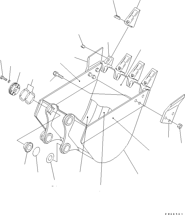 Excavators Komatsu / PC78US-6 S/N 4001-UP(pc78us0r) / BUCKET ? 0.25M3 WIDTH 750MM (VERTICAL PIN TYPE) (YELLOW)(#4001-6500)(360720 : T1510-01B0)