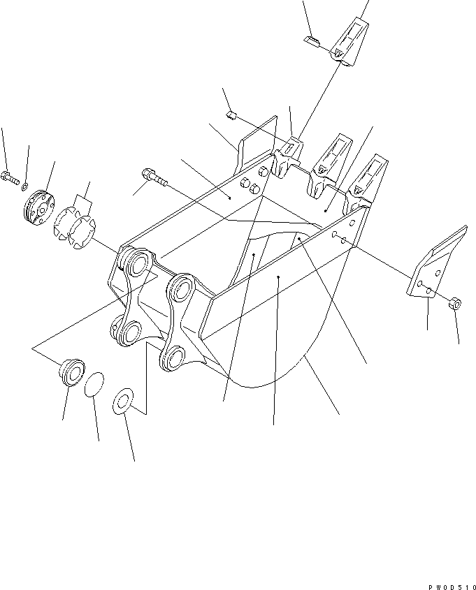 Excavators Komatsu / PC78US-6 S/N 4001-UP(pc78us0r) / BUCKET ? 0.18M3 WIDTH 650MM (VERTICAL PIN TYPE) (YELLOW)(360710 : T1510-01A9)
