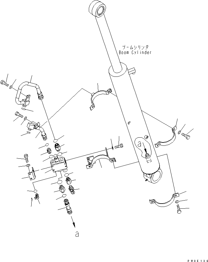 Komatsu parts book diagram for PC78US-6 S/N 4001-UP: ARM CRANE (BOOM CYLINDER) (YELLOW)