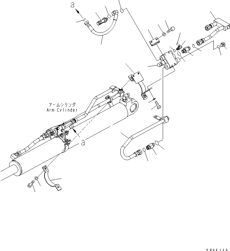 Komatsu parts book diagram for PC78US-6 S/N 4001-UP: ARM CRANE (ARM CYLINDER) (ARM LOCK VALVE) (YELLOW) (2/2)