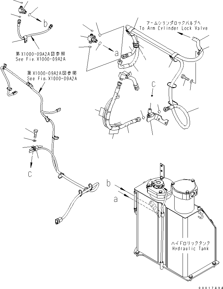 Komatsu parts book diagram for PC78US-6 S/N 4001-UP: ARM CRANE (DRAIN LINE) (YELLOW)(#6501-)