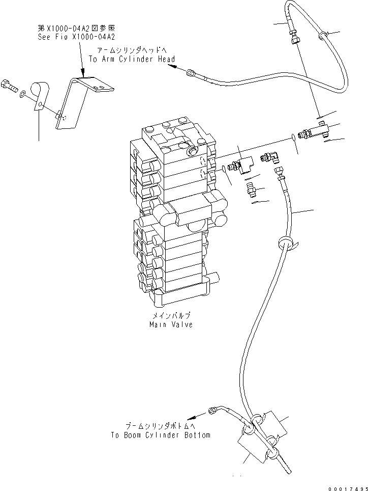Komatsu parts book diagram for PC78US-6 S/N 4001-UP: ARM CRANE (PPC MAIN LINE) (YELLOW)