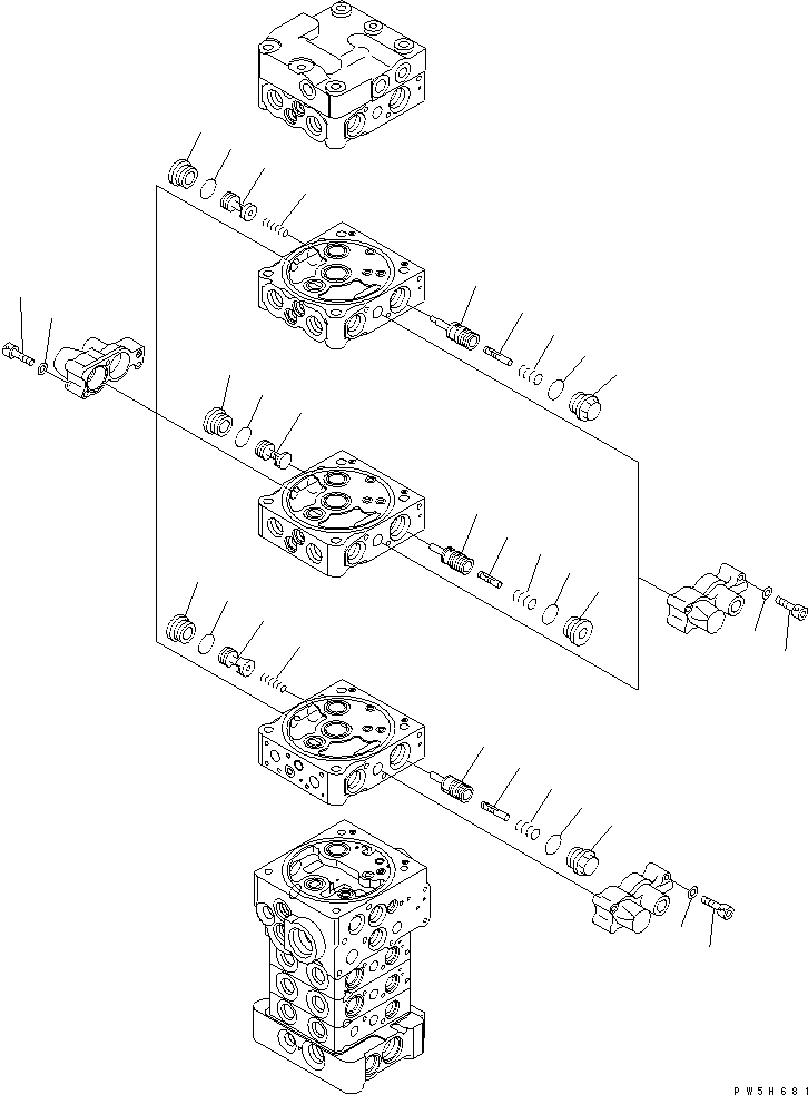 Excavators Komatsu / PC78US-6 S/N 4001-UP(pc78us0r) / MAIN VALVE (7-VALVE) (5/23) (WITH SERVICE VALVE AND ATTACHMENT)(481020 : Y1662-65A0)