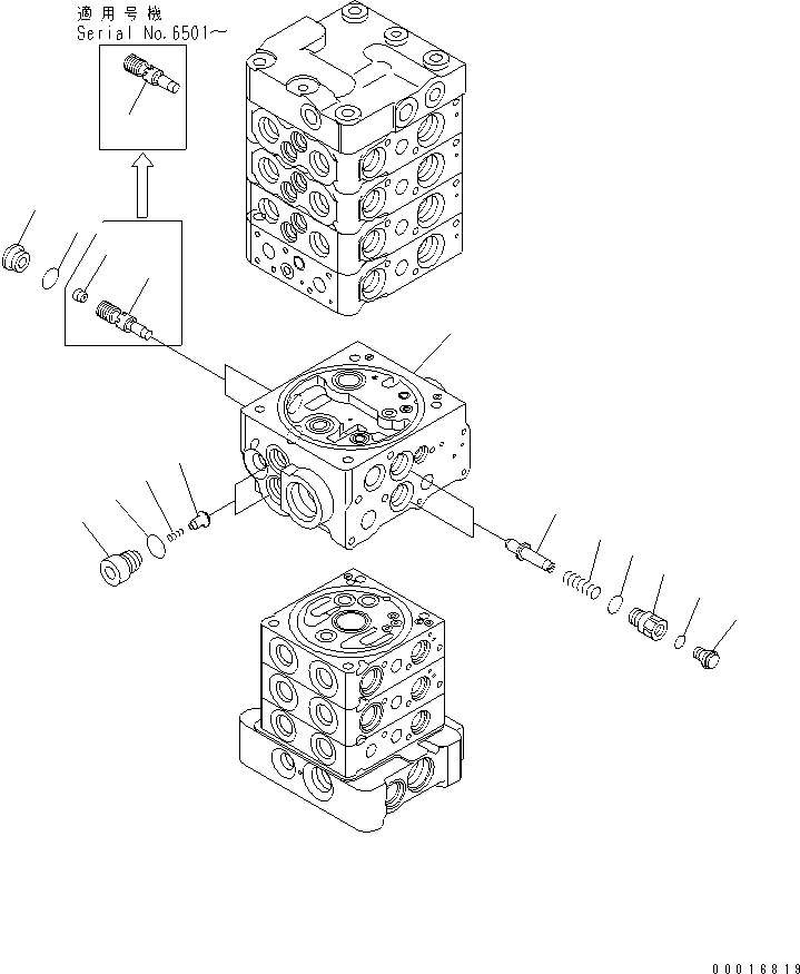 Excavators Komatsu / PC78US-6 S/N 4001-UP(pc78us0r) / MAIN VALVE (7-VALVE) (7/23) (WITH SERVICE VALVE AND ATTACHMENT)(481040 : Y1662-67A0)