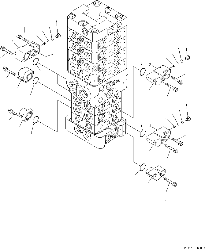 Excavators Komatsu / PC78US-6 S/N 4001-UP(pc78us0r) / MAIN VALVE (7-VALVE) (11/23) (WITH SERVICE VALVE AND ATTACHMENT)(481080 : Y1662-71A0)