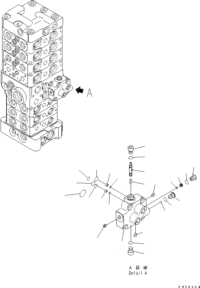 Excavators Komatsu / PC78US-6 S/N 4001-UP(pc78us0r) / MAIN VALVE (7-VALVE) (18/23) (WITH SERVICE VALVE AND ATTACHMENT)(481150 : Y1662-78A0)