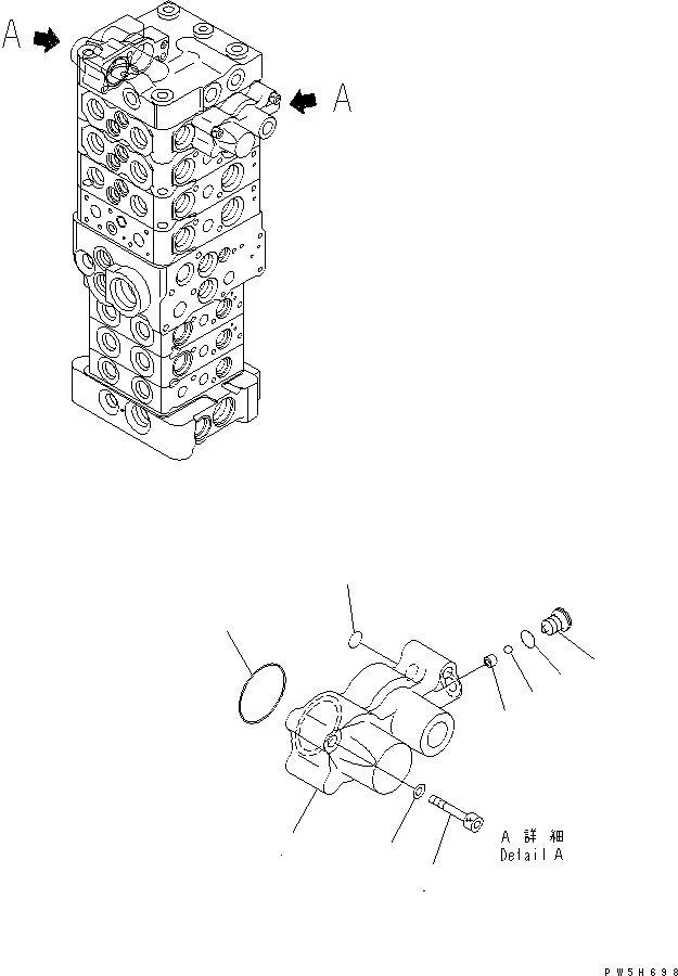 Excavators Komatsu / PC78US-6 S/N 4001-UP(pc78us0r) / MAIN VALVE (7-VALVE) (22/23)(480740 : Y1662-22A0)