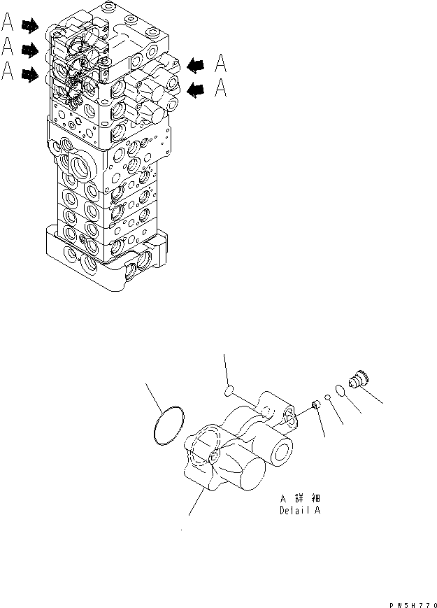Excavators Komatsu / PC78US-6 S/N 4001-UP(pc78us0r) / MAIN VALVE (7-VALVE) (3/22) (FOR ATTACHMENT AND BLADE)(480780 : Y1662-33A0)