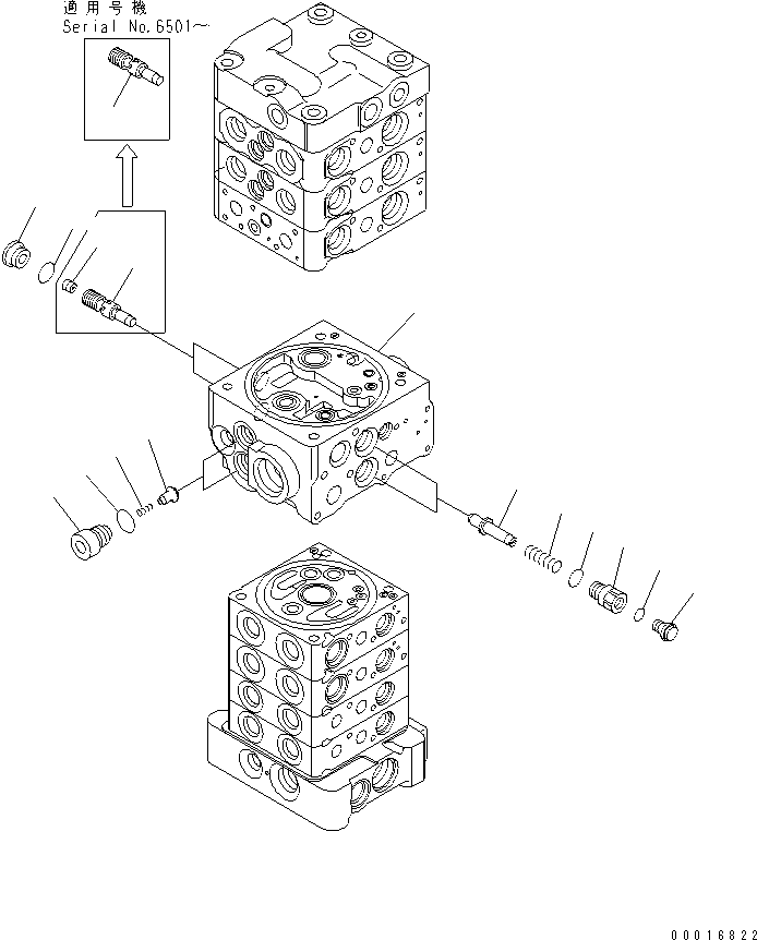 Excavators Komatsu / PC78US-6 S/N 4001-UP(pc78us0r) / MAIN VALVE (7-VALVE) (7/22) (FOR ATTACHMENT AND BLADE)(480820 : Y1662-37A0)