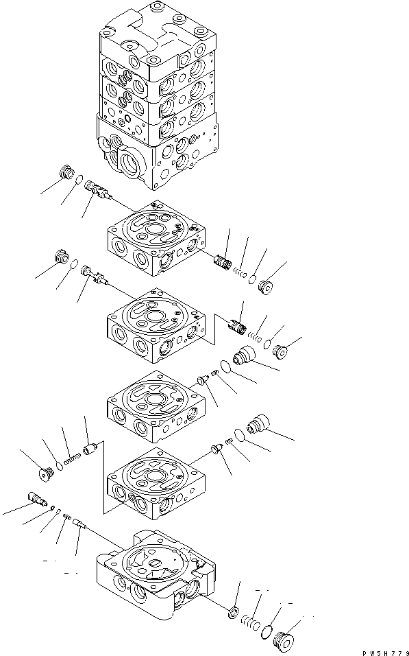 Excavators Komatsu / PC78US-6 S/N 4001-UP(pc78us0r) / MAIN VALVE (7-VALVE) (12/22) (FOR ATTACHMENT AND BLADE)(480870 : Y1662-42A0)