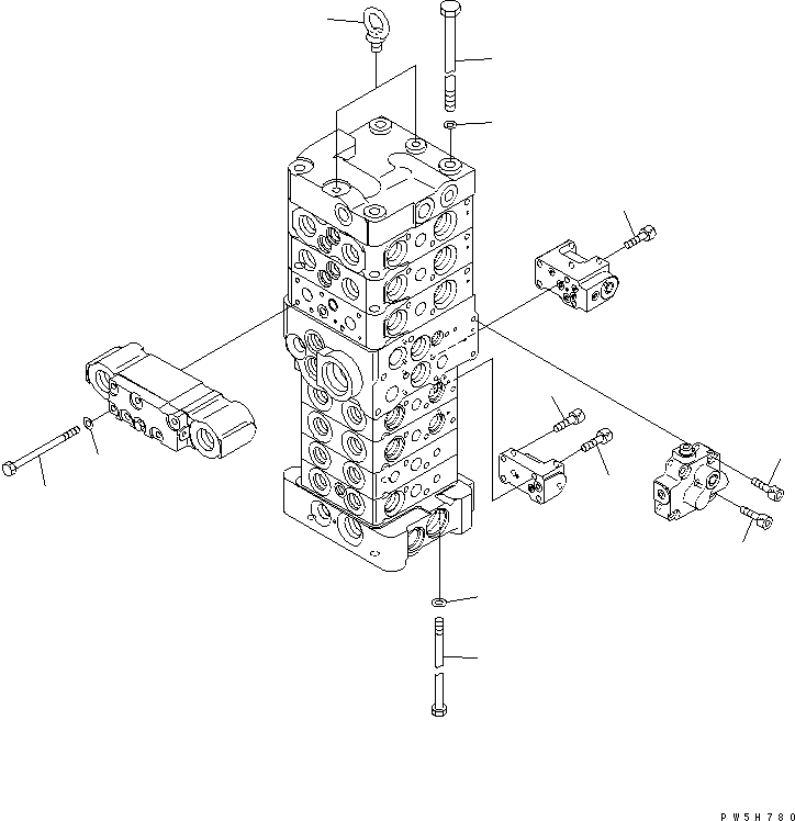 Excavators Komatsu / PC78US-6 S/N 4001-UP(pc78us0r) / MAIN VALVE (7-VALVE) (13/22) (FOR ATTACHMENT AND BLADE)(480880 : Y1662-43A0)