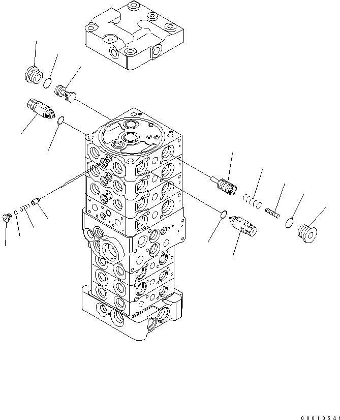 Excavators Komatsu / PC78US-6 S/N 4001-UP(pc78us0r) / MAIN VALVE (7-VALVE) (23/23) (WITH SERVICE VALVE AND ATTACHMENT)(481200 : Y1662-83A0)