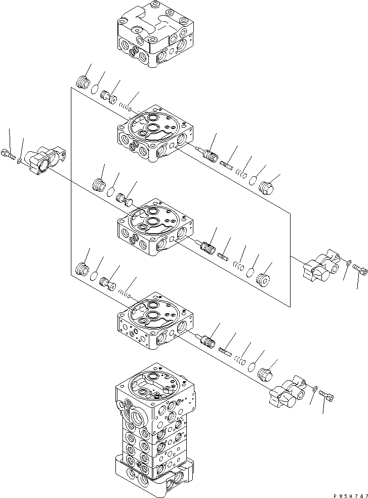 Excavators Komatsu / PC78US-6 S/N 4001-UP(pc78us0r) / MAIN VALVE (8-VALVE) (5/25) (WITH SERVICE VALVE AND ATTACHMENT) (BLADE)(481500 : Y1664-35A0)