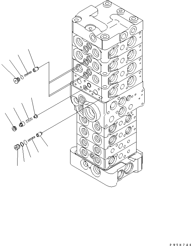 Excavators Komatsu / PC78US-6 S/N 4001-UP(pc78us0r) / MAIN VALVE (8-VALVE) (6/25) (FOR ATTACHMENT AND BLADE)(481260 : Y1664-06A0)