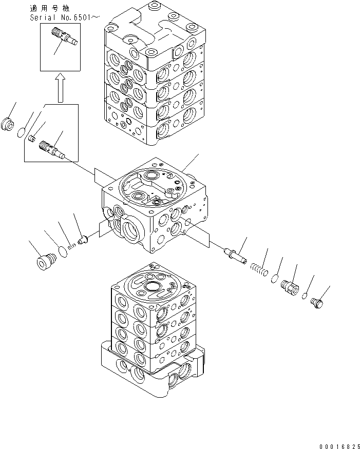 Excavators Komatsu / PC78US-6 S/N 4001-UP(pc78us0r) / MAIN VALVE (8-VALVE) (7/25) (FOR ATTACHMENT AND BLADE)(481270 : Y1664-07A0)