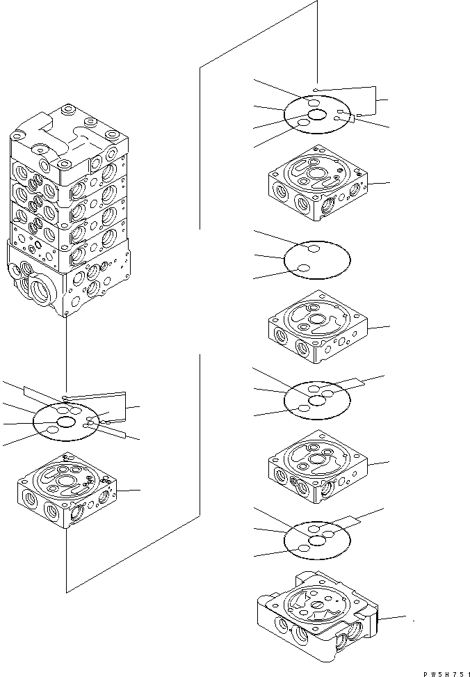 Excavators Komatsu / PC78US-6 S/N 4001-UP(pc78us0r) / MAIN VALVE (8-VALVE) (9/25) (WITH SERVICE VALVE AND ATTACHMENT) (BLADE)(481540 : Y1664-39A0)