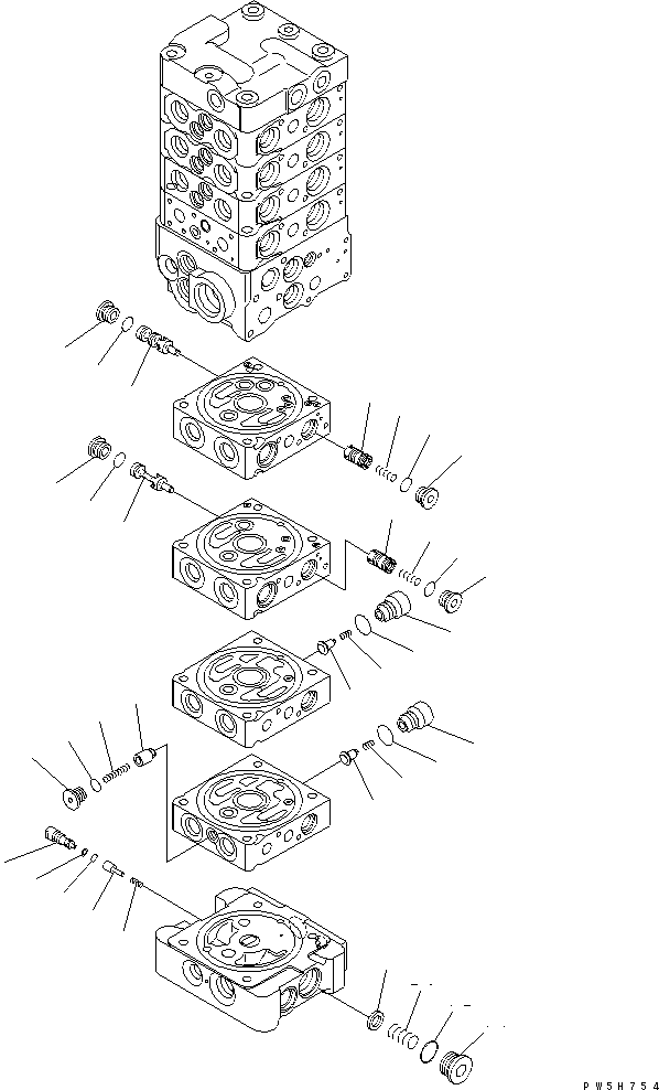 Excavators Komatsu / PC78US-6 S/N 4001-UP(pc78us0r) / MAIN VALVE (8-VALVE) (12/25) (WITH SERVICE VALVE AND ATTACHMENT) (BLADE)(481570 : Y1664-42A0)