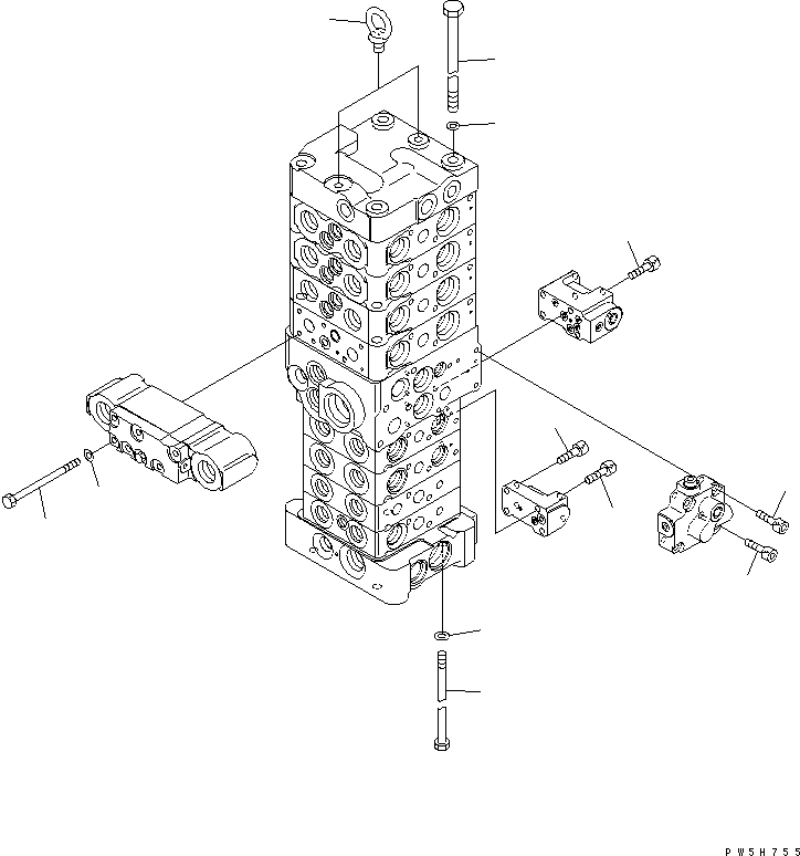 Excavators Komatsu / PC78US-6 S/N 4001-UP(pc78us0r) / MAIN VALVE (8-VALVE) (13/25) (FOR ATTACHMENT AND BLADE)(481330 : Y1664-13A0)